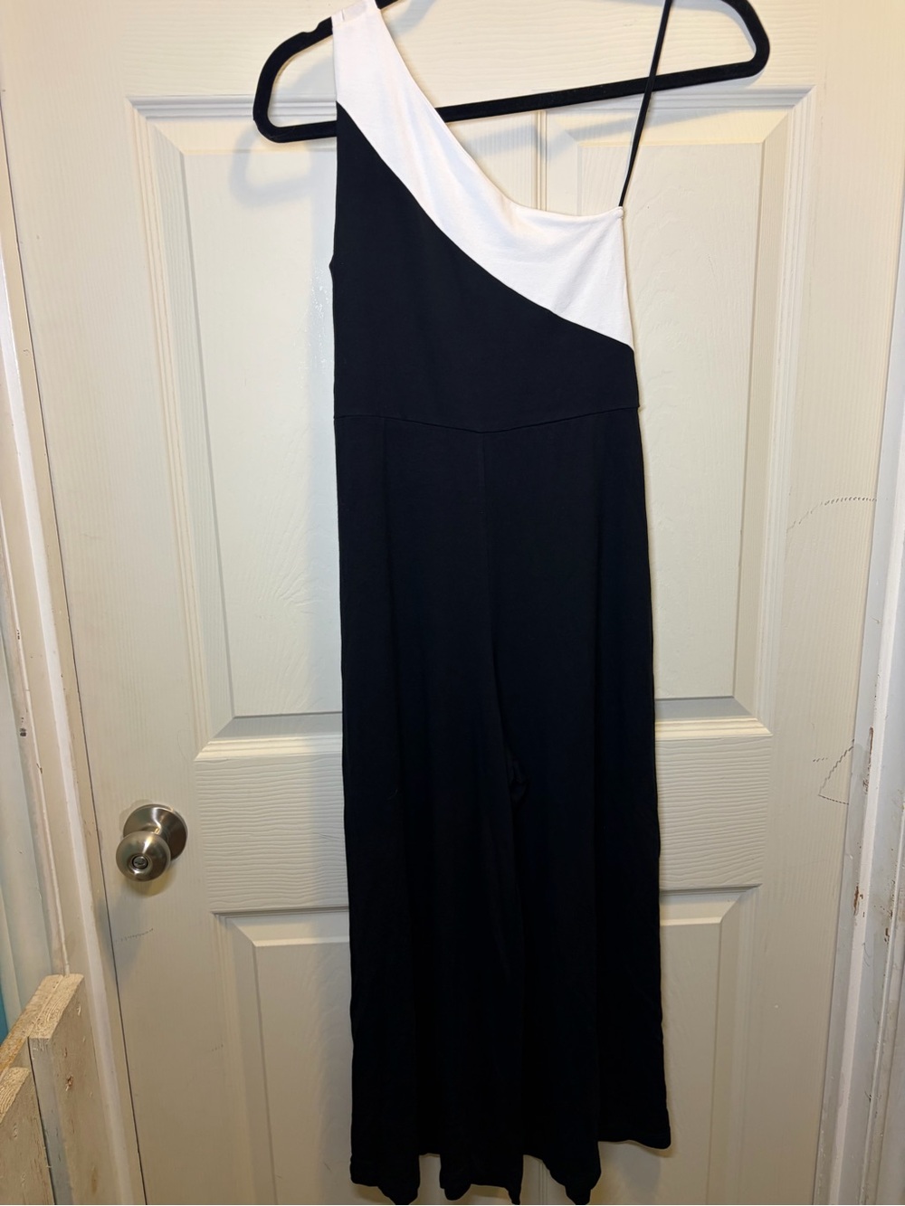Only Hearts Black One-Shoulder Jumpsuit with White Accent